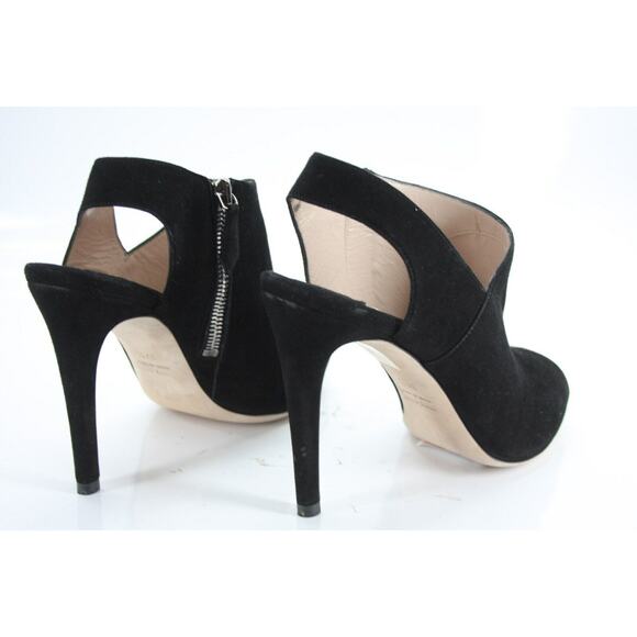 Miu Miu Black Suede Peep Toe Slingback Heel Pumps - Picture 8 of 12